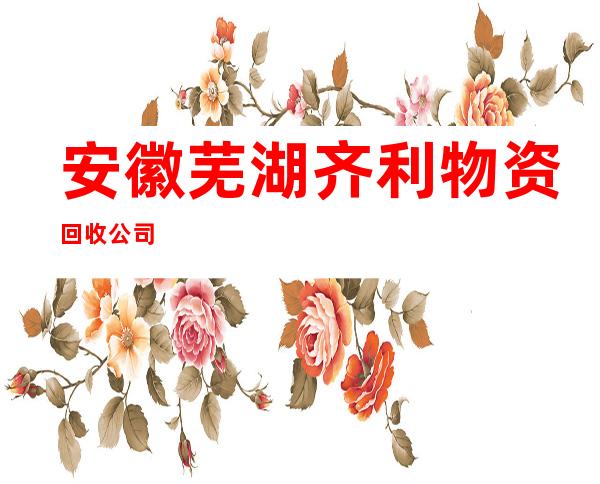 安徽芜湖齐利物资回收公司